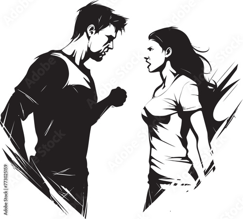 Clash Crescendo Vector Icon of Couples Crescendo of Clash Raging Rhapsody Emblem for Man and Womans Rhapsody of Rage