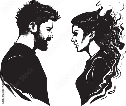Raging Rhapsody Emblem for Man and Womans Rhapsody of Rage Wrathful Whirlwind Dynamic Illustration of Couples Whirlwind of Wrath