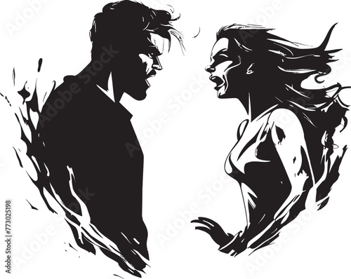 Fierce Fiasco Iconic Design Depicting Couples Fierce Fiasco Ire Inferno Vector Graphic Symbolizing Couples Inferno of Ire