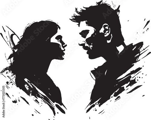 Discord Drama Iconic Design Depicting Couples Dramatic Discord Clash Crescendo Vector Icon of Couples Crescendo of Clash