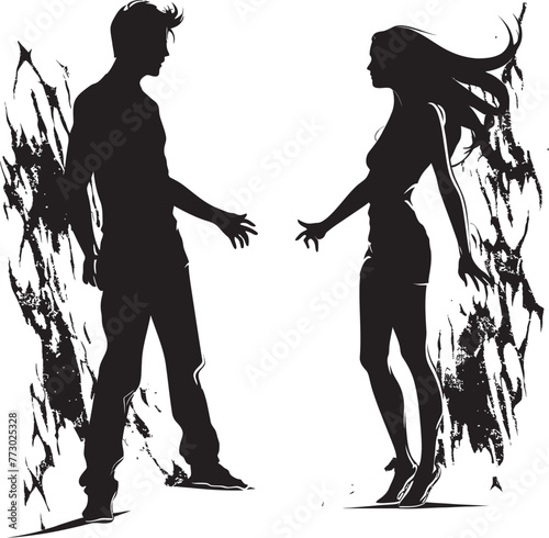 Temperament Tango Iconic Symbol of Couple Discord Conflict Concerto Vector Graphics for Angry Couple
