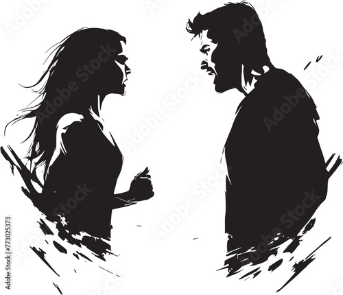 Furious Fusion Iconic Illustration of Couples Fusion of Fury Wrathful Waltz Vector Emblem for Couples Waltz of Wrath