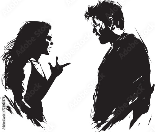 Wrathful Waltz Vector Emblem for Couples Waltz of Wrath Tumultuous Tiff Dynamic Design Depicting Couples Tumultuous Tiff