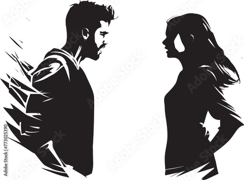 Tumultuous Tiff Dynamic Design Depicting Couples Tumultuous Tiff Spat Symphony Emblematic Logo Illustrating Couples Symphony of Spats