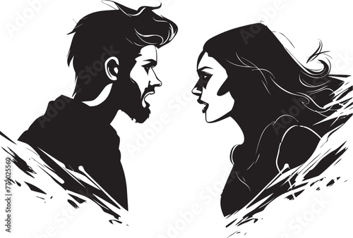 Discord Drama Dynamic Anger Emblem for Man and Woman Clash Chronicles Iconic Logo Design Depicting Couples Conflict