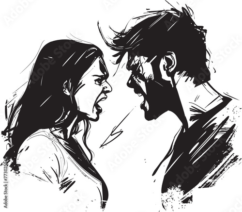 Clash Chronicles Iconic Logo Design Depicting Couples Conflict Wrathful Waltz Vector Icon of Couples Dance of Discontent