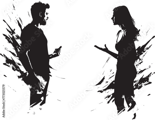 Fury Fugue Iconic Emblem of Man and Woman Argument Rancor Rhapsody Vector Art Illustrating Couple Anger