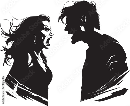 Raging Rhapsody Emblematic Logo of Couples Emotional Discord Ire Inferno Dynamic Anger Illustration for Man and Womans Ire