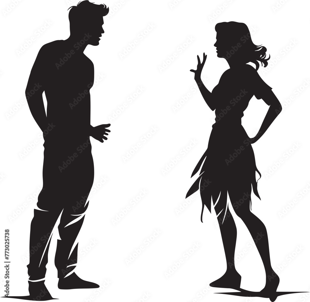 Wrathful Waltz Emblem for Angry Couple in Motion Clash Composition Dynamic Logo for Man and Woman Argument