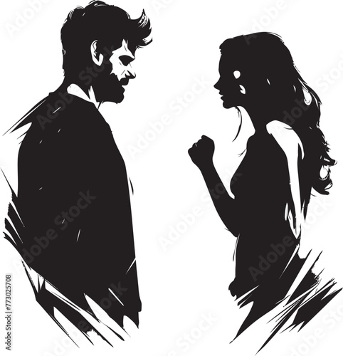 Fury Frenzy Dynamic Emblem for Expressing Couples Frenzied Fury Anger Affair Emblematic Vector Illustration of Couples Anger