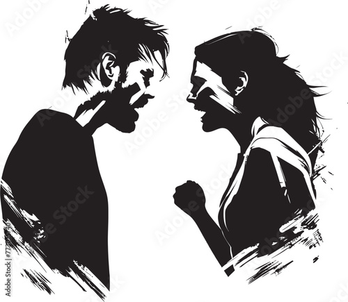 Discordant Dance Dynamic Anger Icon Depicting Couples Discordant Dance Ire Infusion Emblematic Illustration of Couples Infusion of Ire