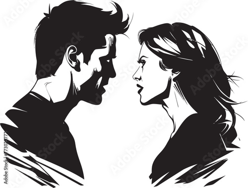 Discord Duo Dynamic Anger Emblem for Couples Discord Clash Chronicles Emblematic Vector Graphic Illustrating Couples Conflict