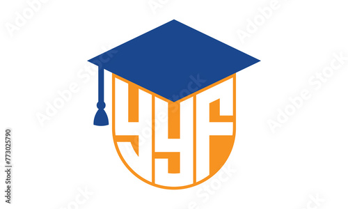 YYF initial letter academic logo design vector template. school college logo, university logo, graduation cap logo, institute logo, educational logo, library logo, teaching logo, book shop, varsity