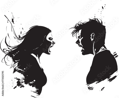 Tumultuous Tiff Dynamic Logo Design for Man and Womans Turbulent Argument Raging Rivalry Iconic Vector Icon Representing Couples Rivalry