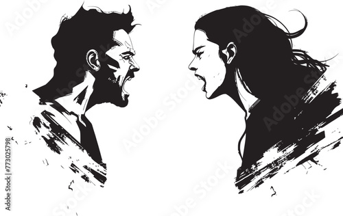 Clash Chronicles Emblematic Vector Graphic Illustrating Couples Conflict Fierce Fury Dynamic Logo Design for Expressing Couples Fierce Fury