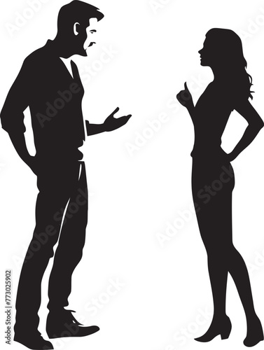 Tumultuous Tango Vector Graphic of Angry Couple Interaction Fury Fusion Emblematic Logo for Man and Woman in Anger