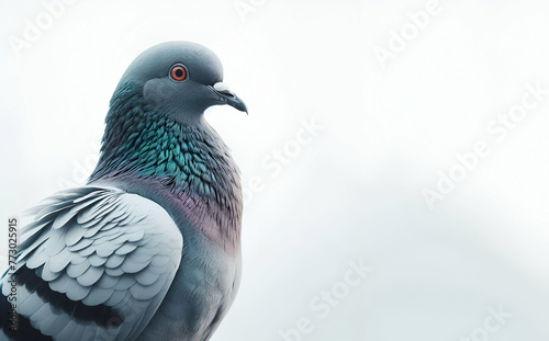 A premium image of beautiful Pigeon is sitting near the sea with isolated white background, generative ai