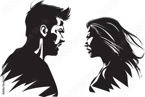 Clash Chronicles Emblematic Logo Design Depicting Couples Conflict Fierce Fury Dynamic Anger Emblem for Expressing Couples Fierce Fury