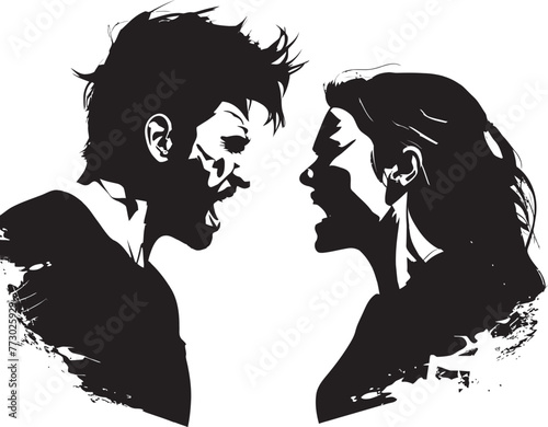 Fierce Fury Dynamic Anger Emblem for Expressing Couples Fierce Fury Outburst Odyssey Iconic Vector Graphic Depicting Couples Emotional Outburst