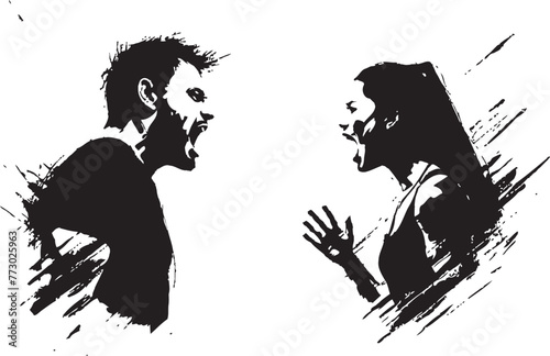 Wrathful Encounter Iconic Illustration of Couples Wrathful Encounter Discord Duo Dynamic Emblem Symbolizing Couples Discord through Vector Graphics