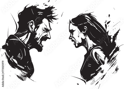 Discordant Dance Iconic Emblem Illustrating Couples Discordant Dance Ire Infusion Dynamic Vector Symbol for Man and Womans Infusion of Ire