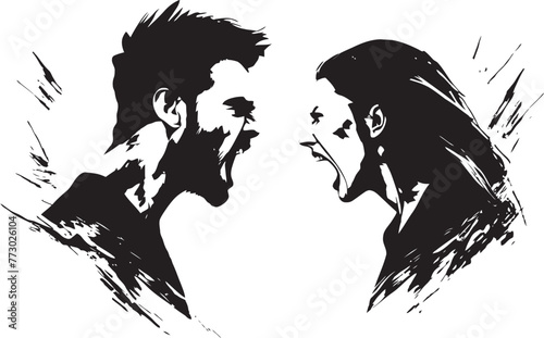 Anguish Aflame Vector Illustration of Couples Anger Wrathful Waltz Emblem for Man and Womans Turmoil