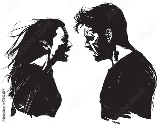 Wrathful Waltz Emblem for Man and Womans Turmoil Ire Inferno Dynamic Logo Symbolizing Couples Fiery Anger