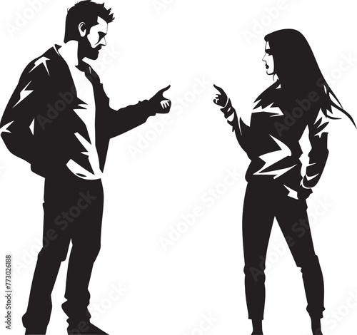 Wrathful Waltz Dynamic Symbol for Couple Conflict Outburst Overture Vector Icon for Angry Couple Expression