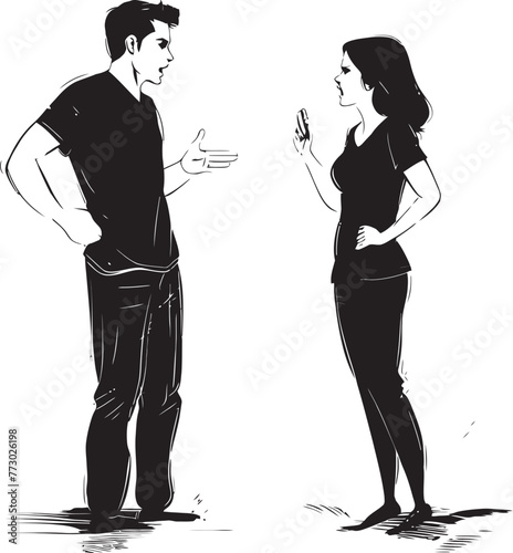 Outburst Overture Vector Icon for Angry Couple Expression Conflict Concerto Iconic Emblem of Man and Woman Argument