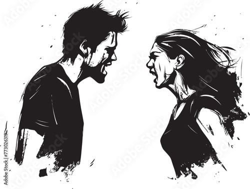 Ire Infusion Dynamic Emblem Depicting Couples Infusion of Ire Fuming Fusion Emblematic Logo for Man and Womans Fuming Anger