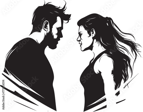 Fury Frenzy Emblematic Vector Symbol of Couples Furious Frenzy Spat Symphony Dynamic Icon for Expressing Couples Spat Symphony