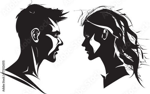 Wrathful Whirlwind Vector Graphic Symbolizing Couples Wrathful Whirlwind Fury Fusion Dynamic Emblem Design for Expressing Couples Fury Fusion