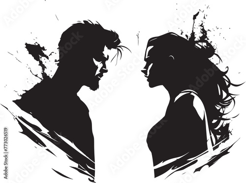 Anger Unveiled Man and Woman Clash in Vector Logo Discordant Duet Iconic Emblem of Couples Anger