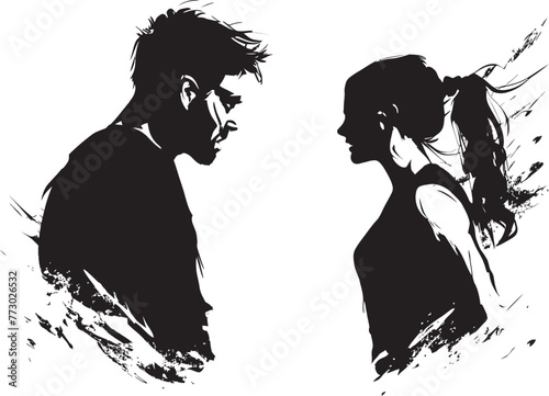 Wrathful Fusion Dynamic Logo for Man and Womans Fury Fury Infusion Vector Graphics Expressing Couples Wrath