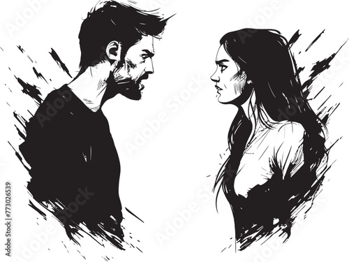 Ire Ignited Anger Vector Design for Man and Woman Raging Flames Emblem of Couples Fiery Anger