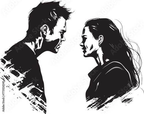 Fierce Fusion Dynamic Symbol of Couples Intense Ire Wrathful Tango Vector Logo Illustrating Couples Discord