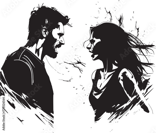 Tumultuous Tango Iconic Emblem of Couples Turbulent Anger Raging Echoes Vector Logo Symbolizing Couples Intense Rage