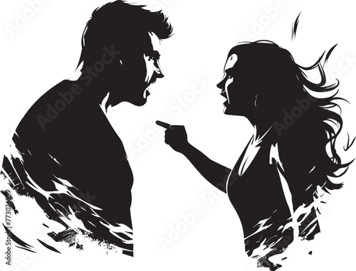Clash Convergence Dynamic Emblem of Couples Conflict Fury Fusion Vector Graphic Illustrating Couples Anger © BABBAN