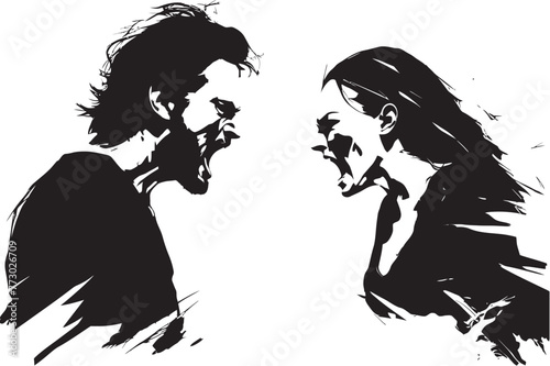 Fierce Frontiers Vector Logo Design Illustrating Couples Fierce Fury Wrathful Waters Dynamic Symbol for Man and Womans Wrath