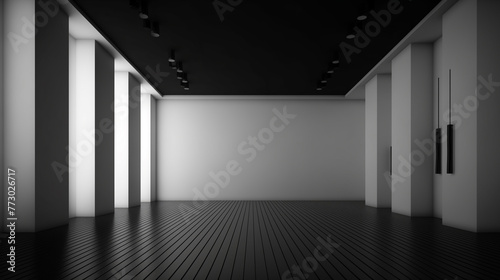 a blank white room for mockup or render