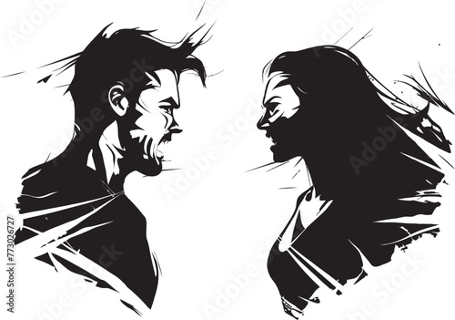Clash Catalyst Emblematic Illustration of Couples Clash Anger Arcadia Dynamic Logo Symbolizing Couples Anger