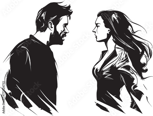 Discord Dynamics Vector Graphic Depicting Couples Discordant Dynamics Clash Catalyst Emblematic Illustration of Couples Clash