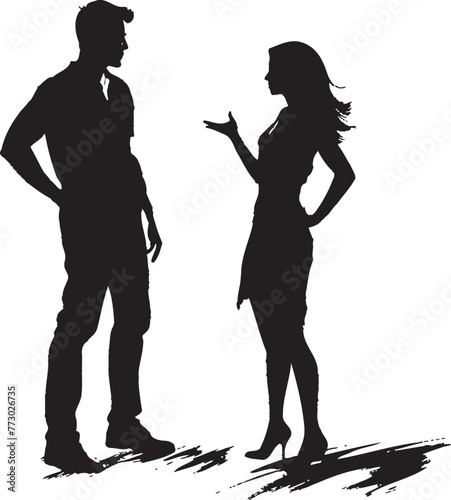 Outcry Overture Vector Graphic Symbolizing Couple Discord Temperament Tango Iconic Emblem for Angry Pair Interaction