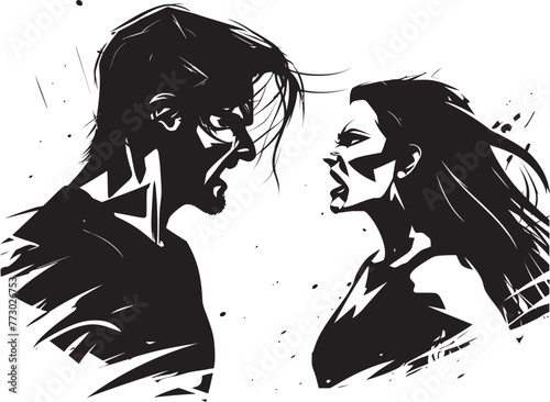 Fierce Flames Iconic Illustration of Couples Fiery Anger Wrathful Whirlpool Vector Design for Man and Womans Wrath