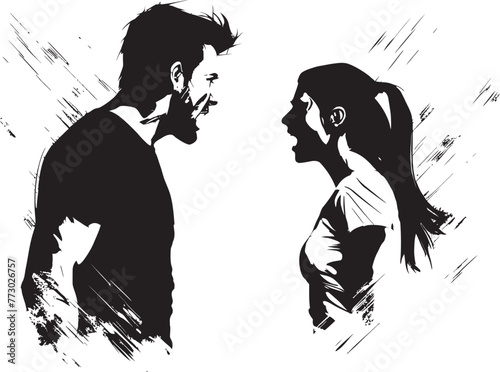 Raging Revolt Dynamic Logo Symbolizing Couples Outburst Fierce Flames Iconic Illustration of Couples Fiery Anger