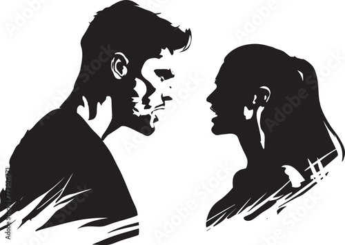 Wrathful Whirlpool Vector Design for Man and Womans Wrath Fury Fission Emblematic Illustration of Couples Fury