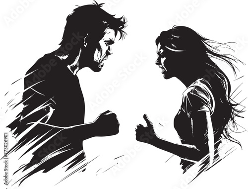 Anger Avalanche Vector Graphic Illustrating Couples Anger Ire Incursion Emblematic Symbol of Couples Ire