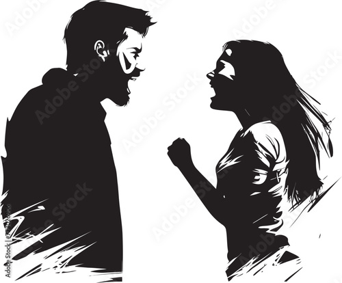Discord Drama Dynamic Emblem Depicting Couples Discordant Drama Clash Collide Iconic Logo for Couples Intense Conflict