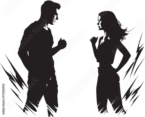 Fierce Frontiers Vector Logo Design Illustrating Couples Fierce Fury Wrathful Waters Dynamic Symbol for Man and Womans Wrath