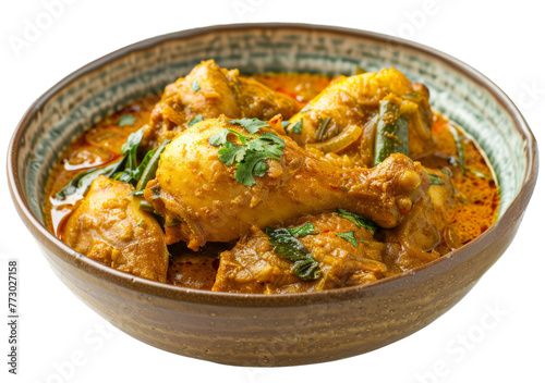 Chicken Curry Presented On Transparent Background.